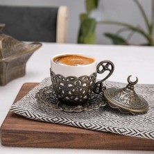 PremiumPort Hilal Motifli Geleneksel Türk Kahvesi Fincanı 1'li Set