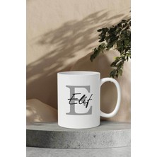 PremiumPort Kişiye Özel E Harfli Seramik Kupa Bardak Hediye Seti