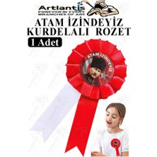 Artlantis Atam Izindeyiz Atatürk Kurdelalı Rozet 1 Adet Kırmızı Beyaz Yaka Rozeti Çocuk Bayram Etkinlik 15 cm Kokart