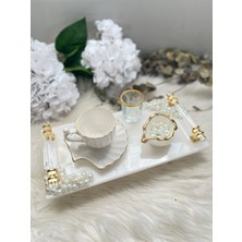 Epoksi Tepsi Damat Tepsi Seti -Incili 4 Parça Gold