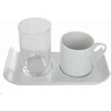 PremiumPort Beyaz 3 Parça Tek Kişilik Kahve ve Ikram Seti, Şık ve Kullanışlı Tasarım