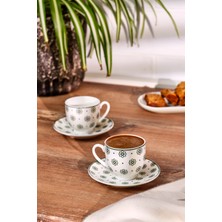 PremiumPort Yeni Bone 2 Kişilik Kahve Fincan Takımı, 90 Ml, Yeşil