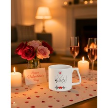 Finka Dekor Minimalist El Ele Tutuşan Çift ve Kalp Atışı Tasarımlı Kupa Bardak - Sevgiliye Modern ve Şık Hediye