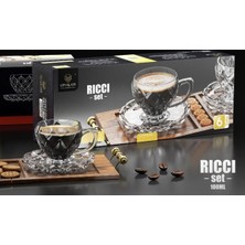 PremiumPort 6 Kişilik Cam Türk Kahve Fincan Seti, 12 Parça, Lüx ve Trendy