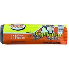 Kuzgun Ticaret Büyük Boy Çöp Torbası 65 x 80 cm 10 Lu Rulo x 1 Paket = 10 Adet (Siyah)