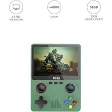 MiraLive X6 Yeşil 4000+ Klasik Oyunlu 3.5 Inç IPS Ekran Kablosuz Atari Retro Oyun Konsolu