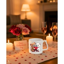 Finka Dekor Sevgiliye Hediye Ayıcık Figürlü Kalp Temalı Tasarım Kupa Bardak