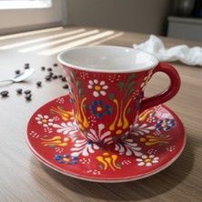 PremiumPort El Işçiliği Seramik Fincan Takımı, Kabartmalı 2'li Set