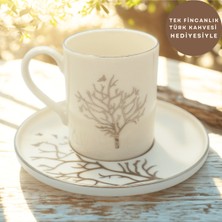 PremiumPort Porselen Kahve Fincan Takımı, Hayat Ağacı Desenli, 6 Kişilik, Şık ve Zarif