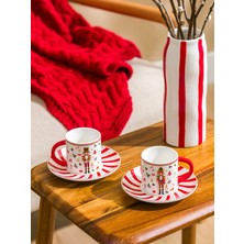 PremiumPort Yeni Yıl Temalı 2 Kişilik Zarif Kahve Fincan Takımı