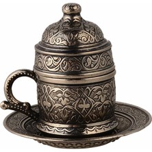 PremiumPort Kalay Renk Porselen Kahve Fincanı 4'lü Set, Zarif ve Şık Tasarım