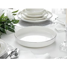 Teknotrust Modern Gümüş Porselen Salata Kasesi 24 cm Sunum ve Servis Tabağı