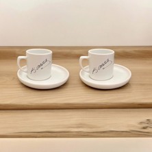 PremiumPort Türk Kahvesi Fincan Seti, Atatürk Imzası, 2'li, 4 Parça, Şık Tasarım