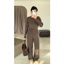 MZR Collection Çıtçıtlı Bel Detaylı 2'li Triko Takım