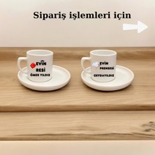 PremiumPort Kişiye Özel Ikili Kahve Fincanı Seti, Prenses ve Reis Yazılı Tasarım