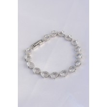 FRY Vip Seri Pirinç Zirkon Taşlı Gümüş Renk Arpa Model Bileklik