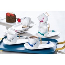 PremiumPort Şık 6 Kişilik Porselen Kahve Fincan Takımı Seti