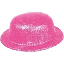 adissa collection Pembe Renk Simli Melon Yuvarlak Parti Şapkası 24X26 cm