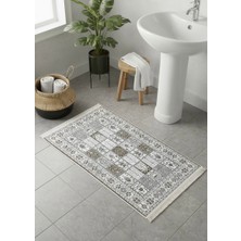 Dekoratif Paspas | Dokuma Tabanlı Etnik Desenli Yıkanabilir Baskılı Kaymaz Kilim Paspas 60X90 cm