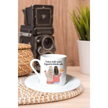 PremiumPort Baskılı Beyaz Kahve Fincanı, Samimi ve Şık Tasarım