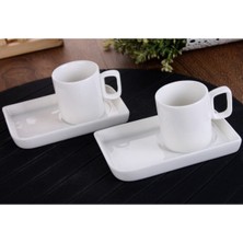 PremiumPort Iki Kişilik Şık Porselen Kahve Fincan Seti, Zarif Tasarım ve Dayanıklı Yapı