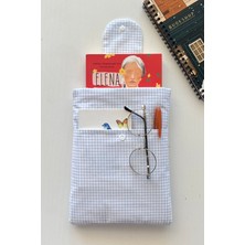 Outlet Çarşım Pötikare Mavi Cepli Kitap Kılıfı Aksesuar Kitap Sever Hediyesi