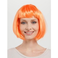 adissa collection Turuncu Renk Parti Peruğu Küt Saç