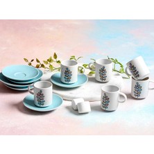 PremiumPort Turkuaz 6 Kişilik Kahve Takımı, Şık ve Zarif Tasarım, 90CC Kapasite