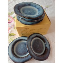 PremiumPort El Yapımı 5'li Seramik Çay Tabağı Seti, Zarif ve Şık Tasarım