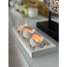 PremiumPort Modern Beton Tepsili 3’lü Mumluk Seti, Hediye Seçeneğiyle