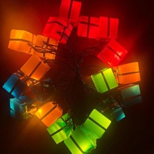 MiraLive 4 Metre 20 LED Pilli 2 Kademeli Hediye Kutusu Yılbaşı Ağacı Süsü LED Işık Mz-2