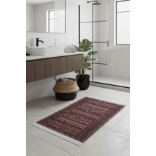 Dekoratif Paspas | Dokuma Tabanlı Etnik Desenli Yıkanabilir Baskılı Kaymaz Kilim Paspas 60X90 cm