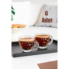 PremiumPort 6'lı Cam Kahve Fincan Takımı, Lüks ve Kaliteli, 80ML, Şık Tasarım