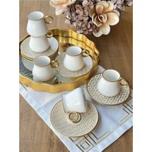 PremiumPort Şık 6 Kişilik 12 Parça Gold Çay Fincan Takımı
