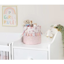 Mulvxkrg KRG02 Kullanımı Kolay Desenli Taşınabilir Düzenleyici Yuvarlak Sepet(Pembe) (Mulvix)