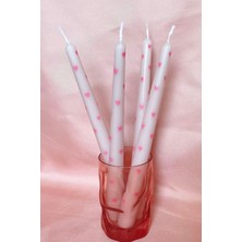 PremiumPort El Işi Pembe Kalp Desenli Kokulu Mum ve Şamdan ile Zarif Dekorasyon