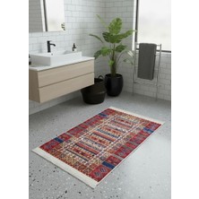 Dekoratif Paspas | Dokuma Tabanlı Etnik Desenli Yıkanabilir Baskılı Kaymaz Kilim Paspas 60X90 cm
