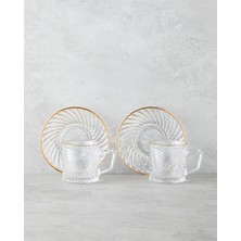 PremiumPort Şık 4 Parça Cam Çay Fincanı Takımı, 2 Kişilik, 170 Ml, Zarif Tasarım