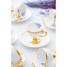 PremiumPort 6 Kişilik Krem Porselen Kahve Fincan Takımı, Şık ve Zarif Tasarım