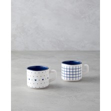 PremiumPort Şık 2'li Seramik Fincan Takımı, 184 Ml, Mavi Renk