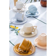 PremiumPort Şık 6 Kişilik Kahve Fincan Takımı, 90 Ml, Modern ve Zarif Tasarım