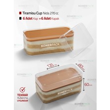 Konerpack Ambalaj Tiramusu,spoonful Kasesi Nida 270CC -Kap +  Kapak Takım Şeffaf  Renk
