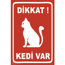 PremiumPort Eğlenceli Kedi Dikkat Uyarı Levhası Retro Ahşap Poster