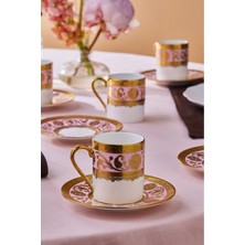 PremiumPort Şık Pembe 6 Kişilik 90 ml Kahve Fincan Takımı