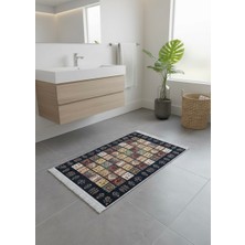 Dekoratif Paspas | Dokuma Tabanlı Etnik Desenli Yıkanabilir Baskılı Kaymaz Kilim Paspas 60X90 cm