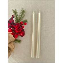 PremiumPort Iki Adet Renkli Sedef Inci Şamdan Mumları, Şık ve Zarif Dekorasyon Alternatifi