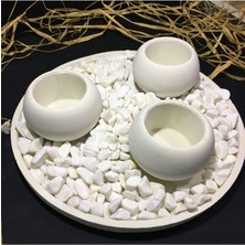 PremiumPort 3'lü Bubble Mumluk, Alt Tabak ve Taş Seti, Şık Dekorasyon Parçası