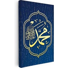 Tablofest Dikey Kanvas Tablo Hz Muhammed Ismi Lacivert Zeminli Dini Islami Tablo Ev Ofis Duvar Dekoru