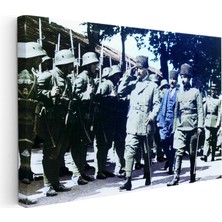 Tablofest Yatay Kanvas Tablo Atatürk Askeri Tören Teftiş Atatürk Tablosu Ev Ofis Duvar Dekoru