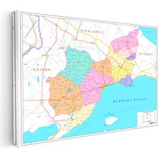 Tablofest Yatay Kanvas Tablo Tekirdağ Ilçe Sınırları Harita Tablosu Ev Ofis Duvar Dekoru